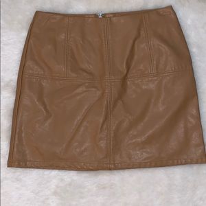 Light brown leather mini skirt